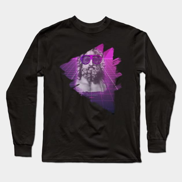 Retrowave Zeus Aesthetic T-Shirt Long Sleeve T-Shirt by SillyZeus